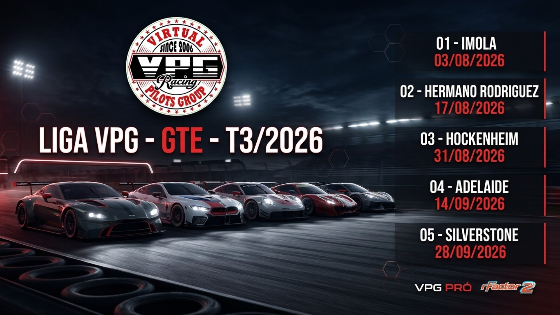 Banner da temporada LIGA VPG - GTE - T3/2026